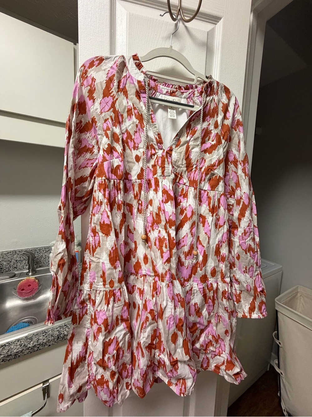 Jessica Simpson Pink, Rust & White Midi Dress